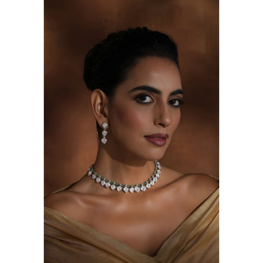 SWABHIMANN Nirja Mint Polki Necklace Set