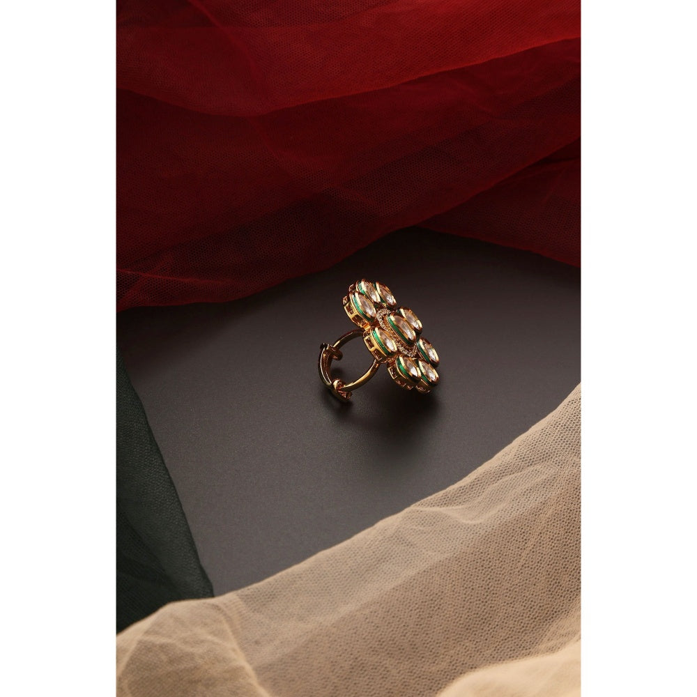 SWABHIMANN Minal White Kundan Adjustable Ring