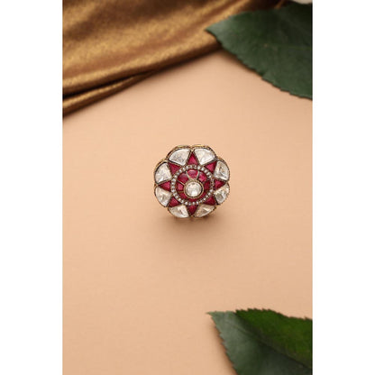 SWABHIMANN Radhiya Multicolour Polki Ring