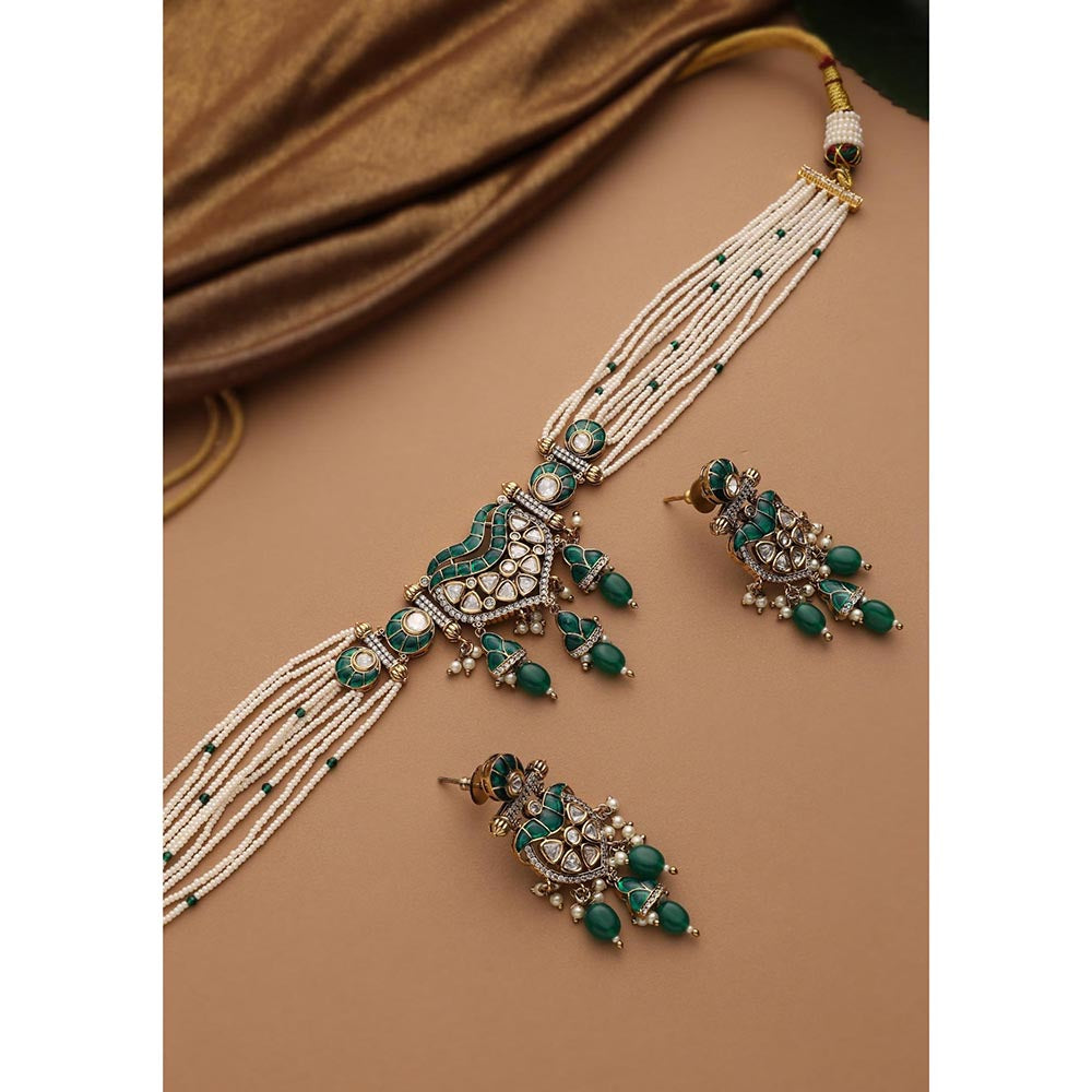 SWABHIMANN Mandana Emerald Polki Jewellery Set