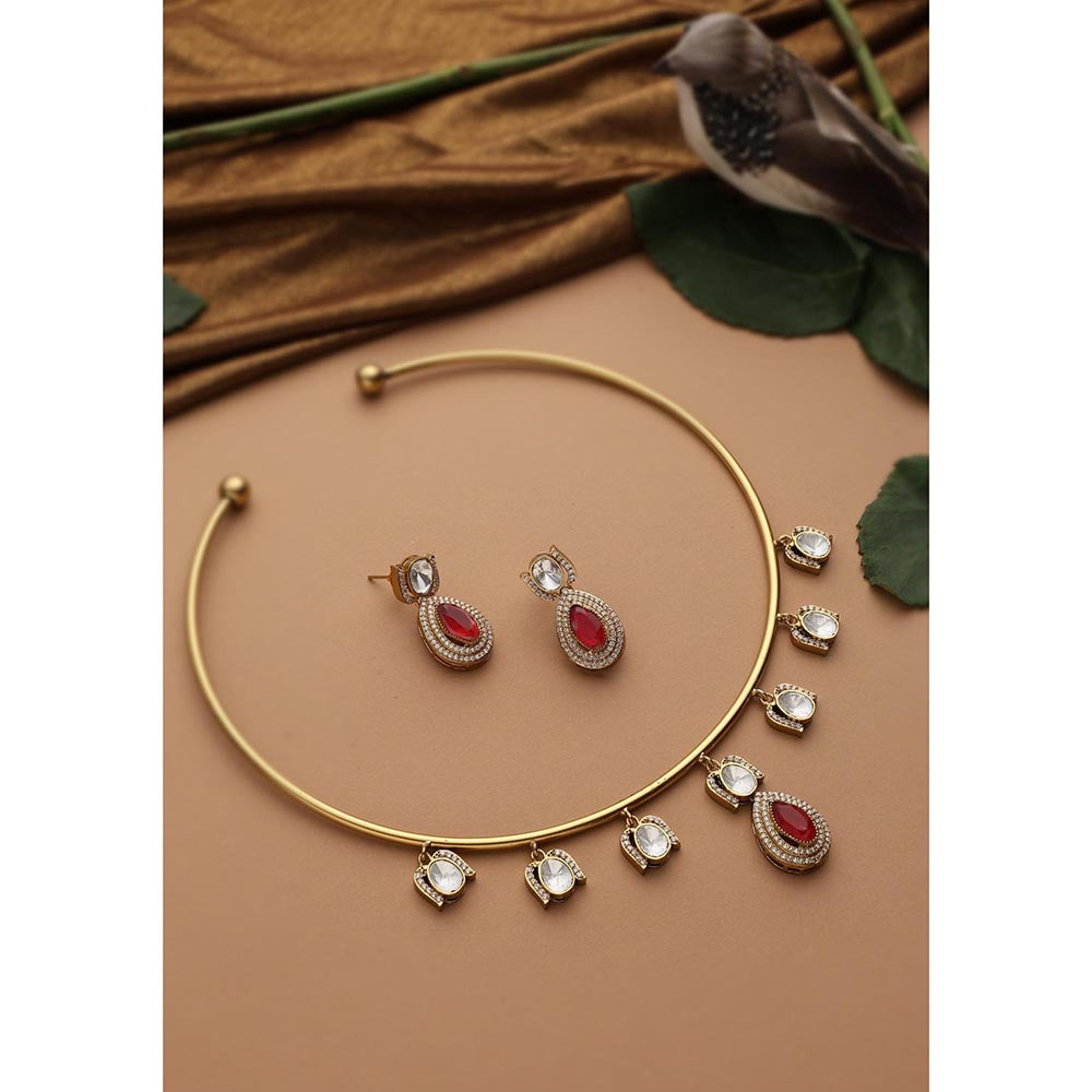 SWABHIMANN Pallavi Ruby Polki Jewellery Set