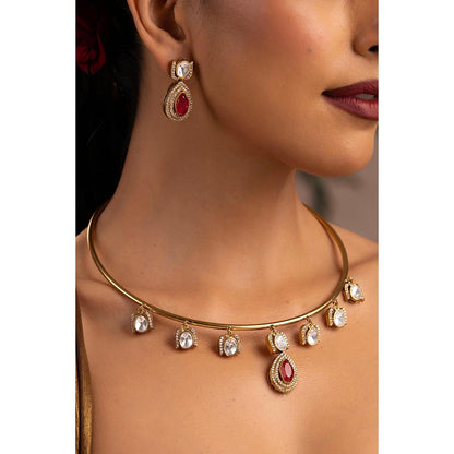 SWABHIMANN Pallavi Ruby Polki Jewellery Set