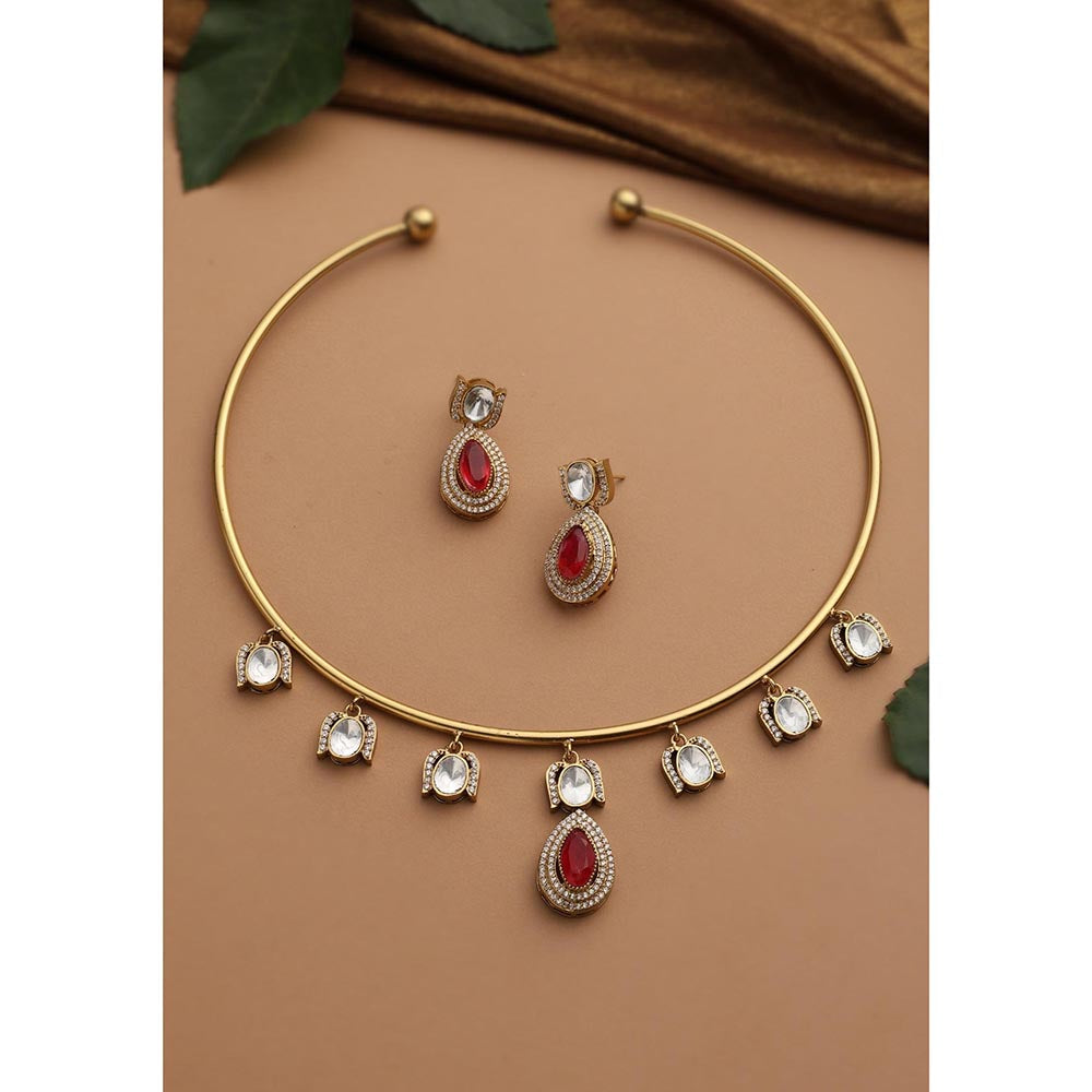 SWABHIMANN Pallavi Ruby Polki Jewellery Set