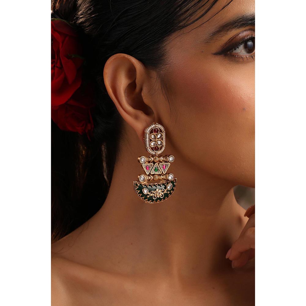 SWABHIMANN Kaushni Multicolour Jadau Polki Dangler Earrings