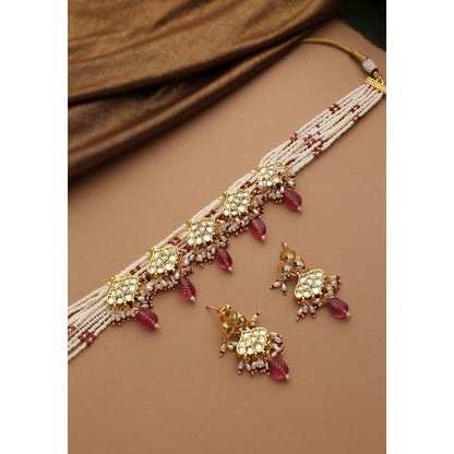 SWABHIMANN Kesar Multi-Color Polki Choker Jewellery Set