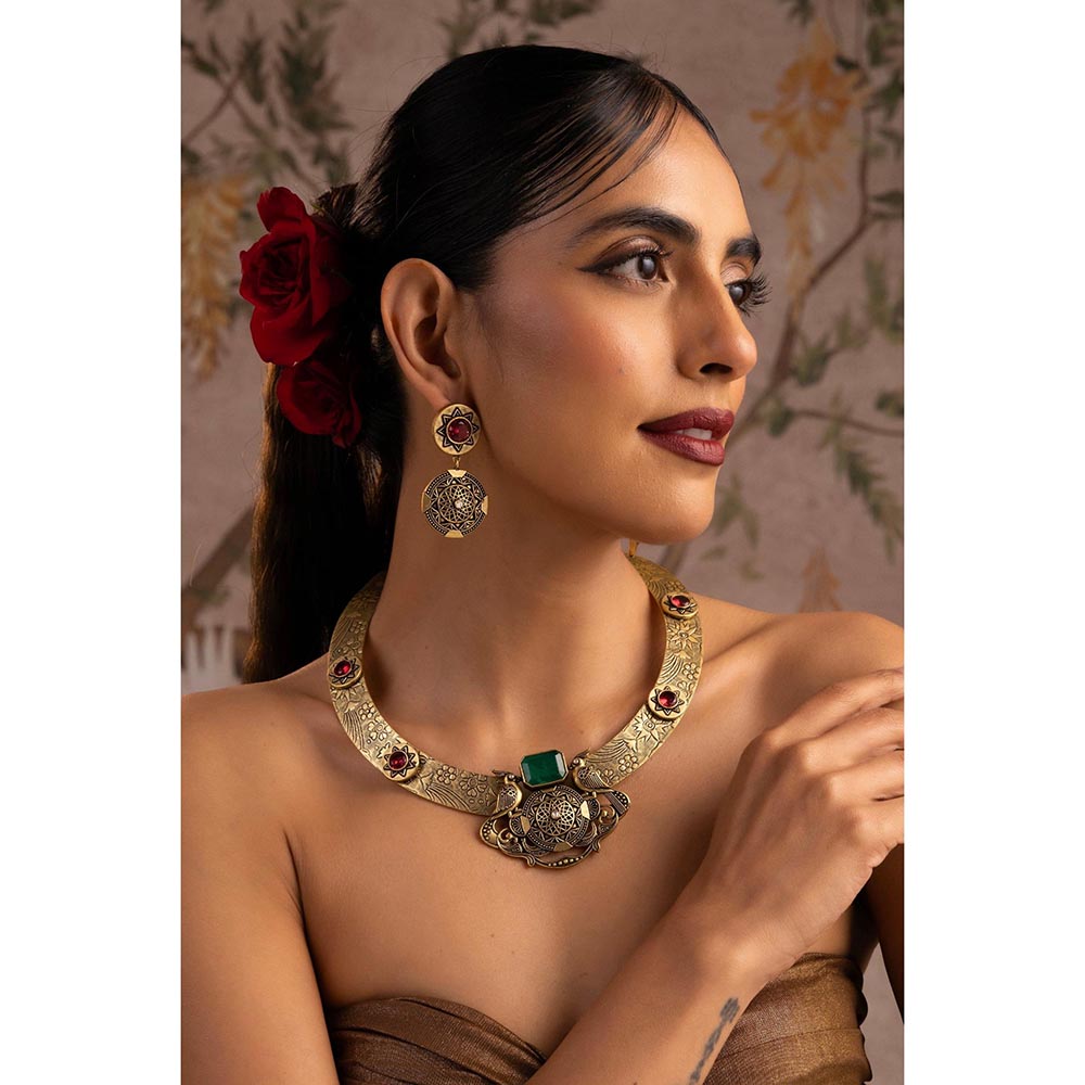 SWABHIMANN Anoma Emerald and Ruby Jewellery Set