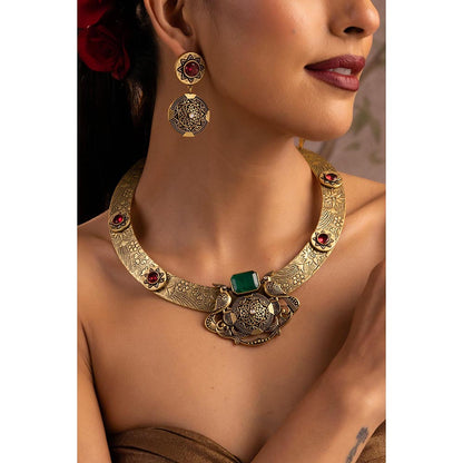 SWABHIMANN Anoma Emerald and Ruby Jewellery Set