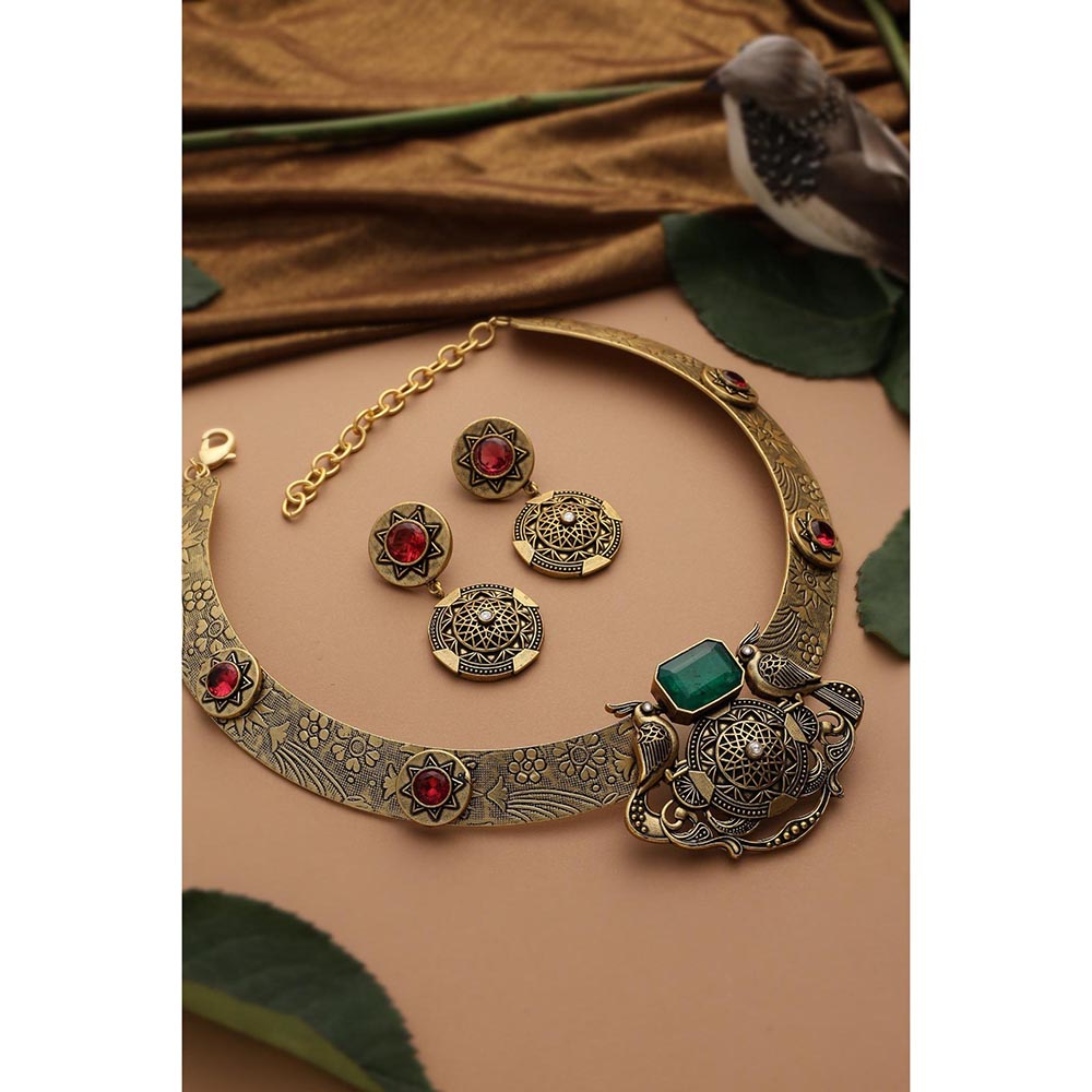 SWABHIMANN Anoma Emerald and Ruby Jewellery Set