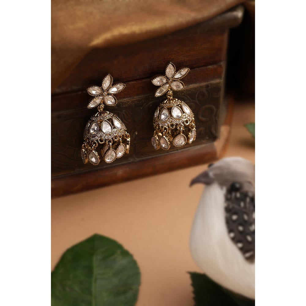 SWABHIMANN Elva Gold Polki Jhumka Earrings