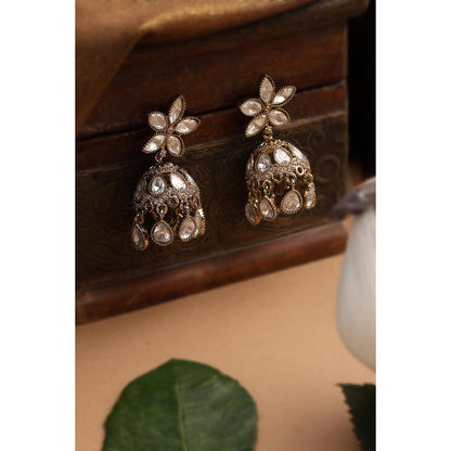 SWABHIMANN Elva Gold Polki Jhumka Earrings