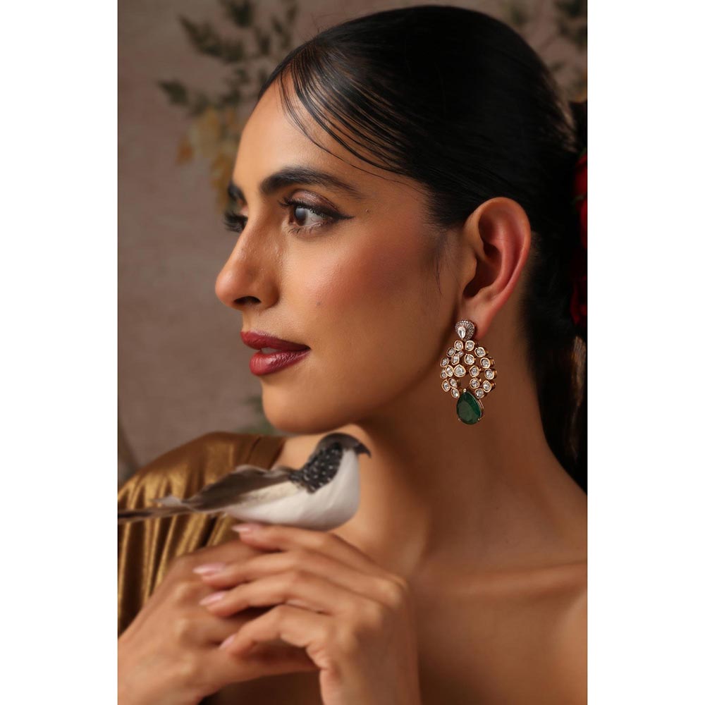 SWABHIMANN Naina Multi-Color Polki Dangler Earrings
