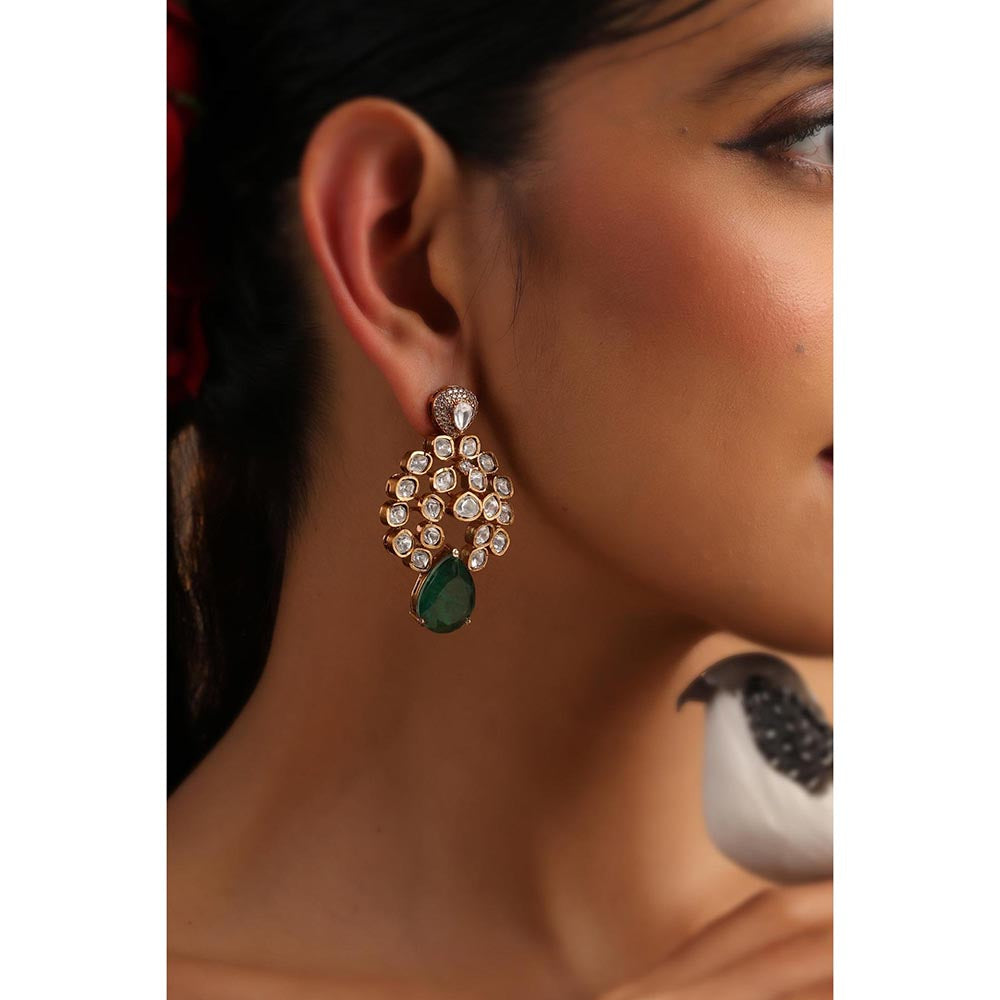 SWABHIMANN Naina Multi-Color Polki Dangler Earrings