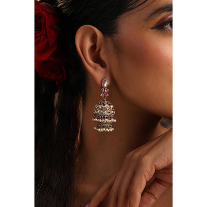 SWABHIMANN Enisha Multi-Color Polki Jhumka Earrings