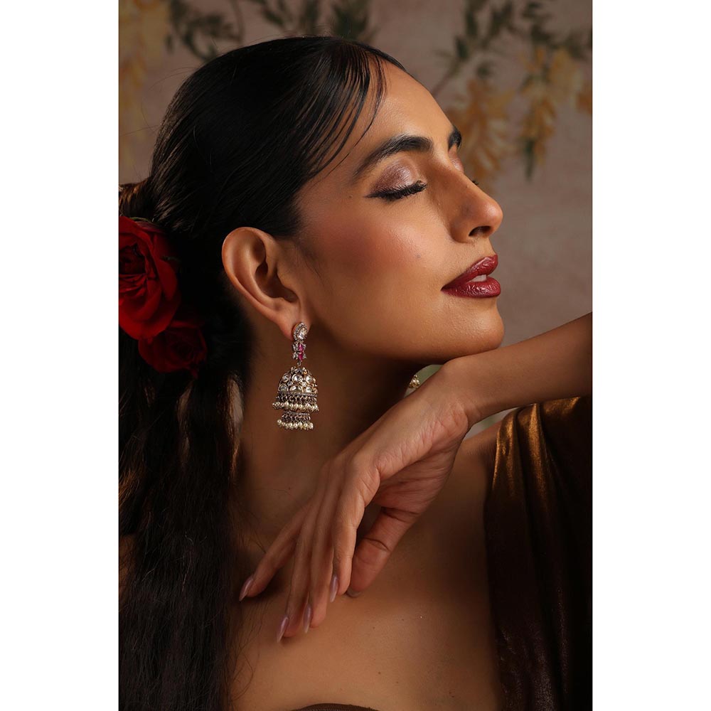 SWABHIMANN Enisha Multi-Color Polki Jhumka Earrings