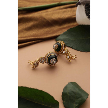 SWABHIMANN Pranika Green Polki Ear Cuff Earrings