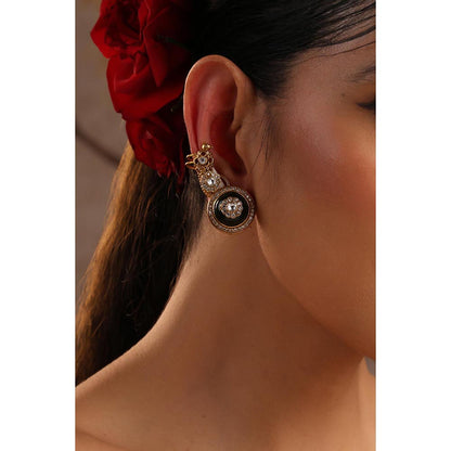 SWABHIMANN Pranika Green Polki Ear Cuff Earrings