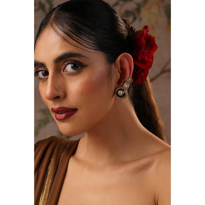 SWABHIMANN Pranika Green Polki Ear Cuff Earrings