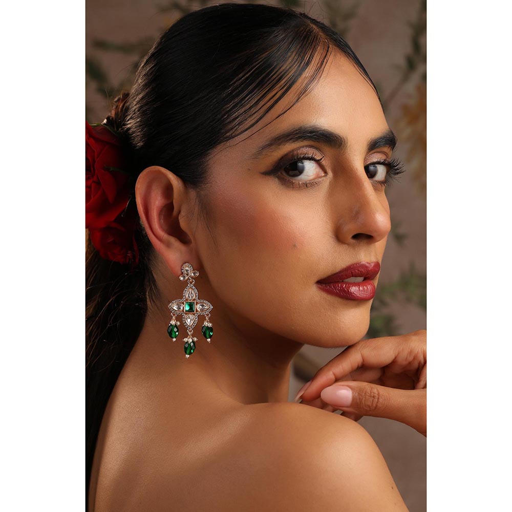 SWABHIMANN Ojhal Multi-Color Polki Dangler Earrings
