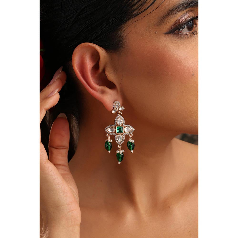 SWABHIMANN Ojhal Multi-Color Polki Dangler Earrings