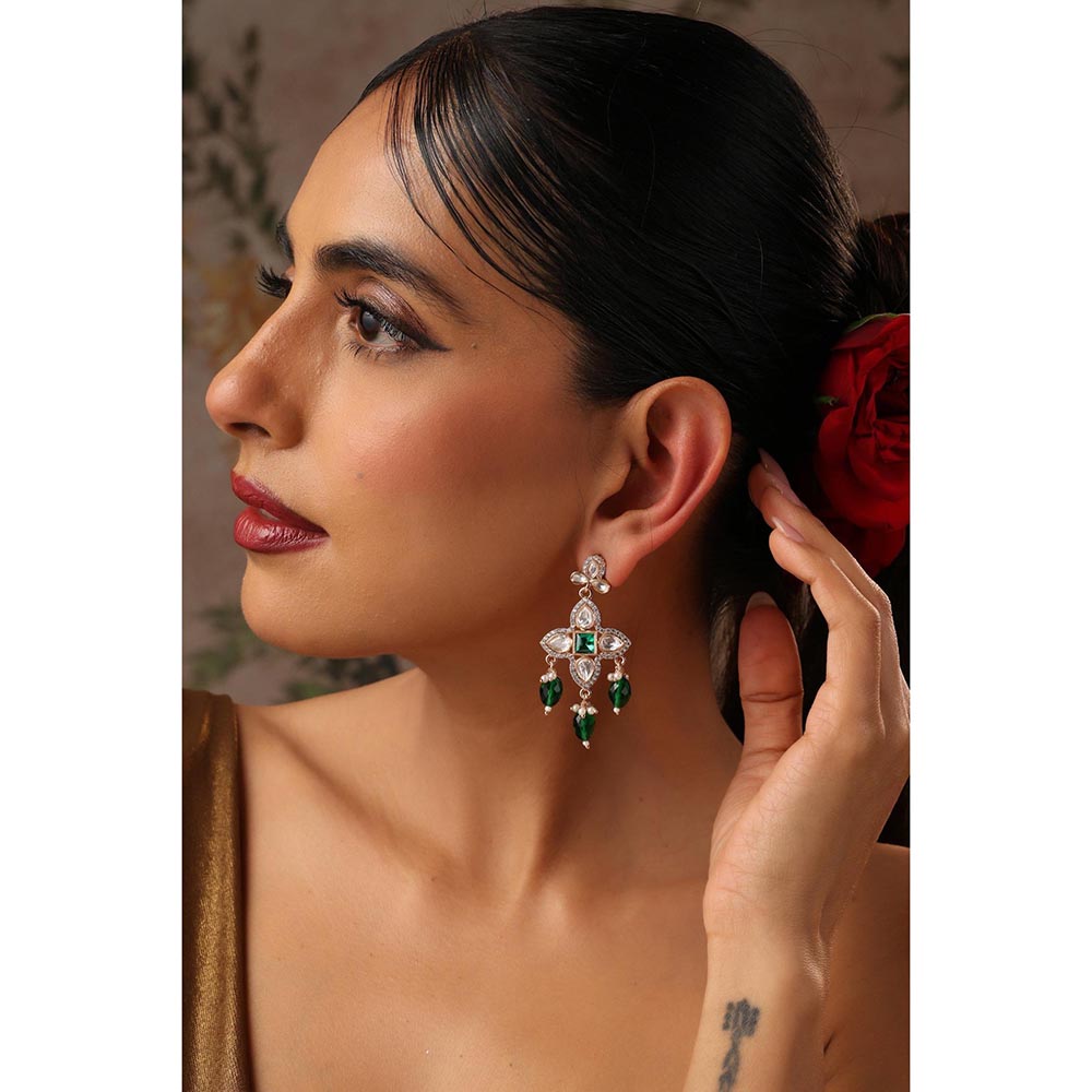 SWABHIMANN Ojhal Multi-Color Polki Dangler Earrings