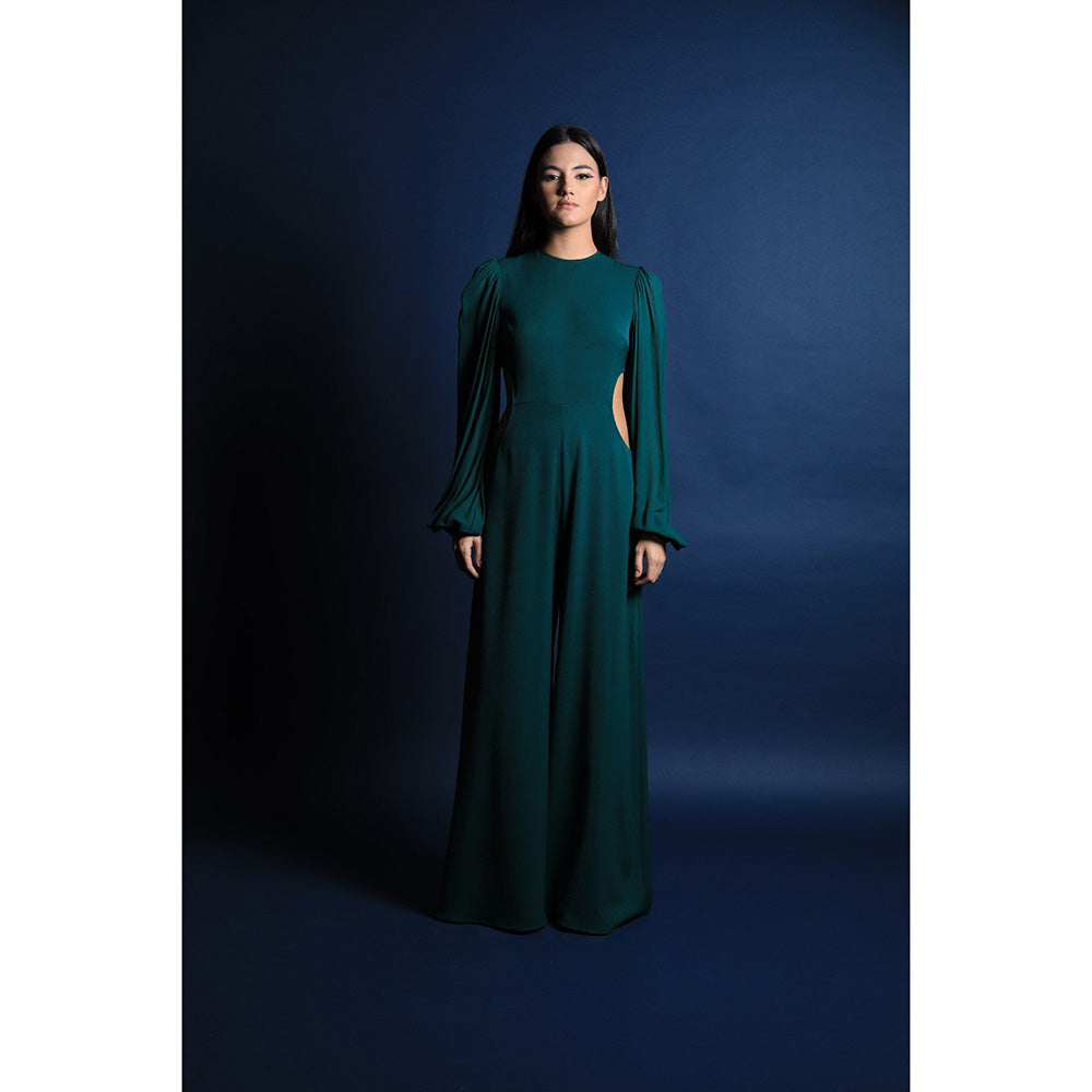 Swatee Singh Pouf Sleeves Jumpsuit With Cut Outs