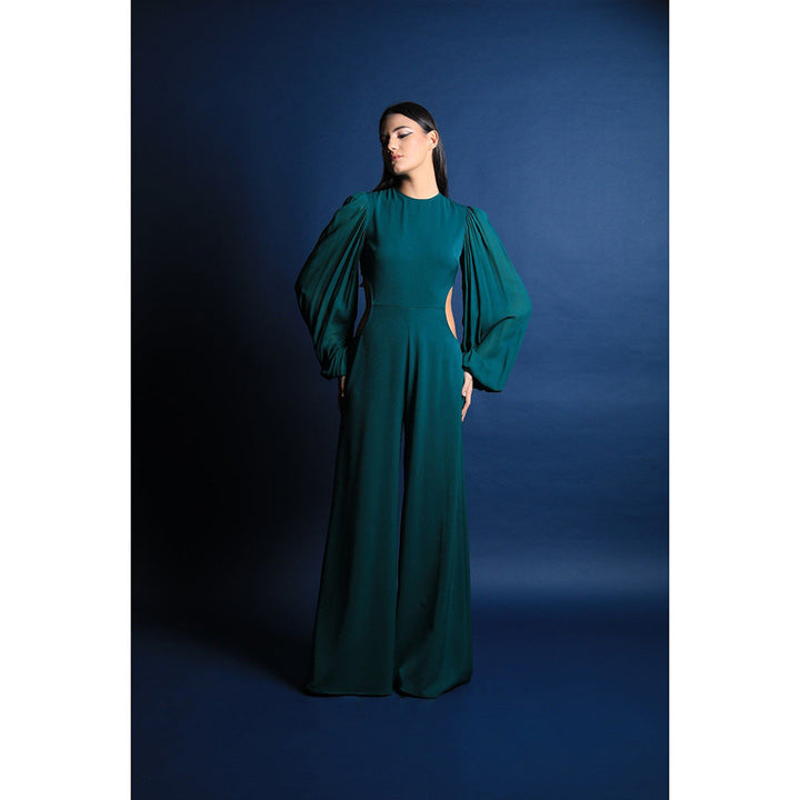 Swatee Singh Pouf Sleeves Jumpsuit With Cut Outs