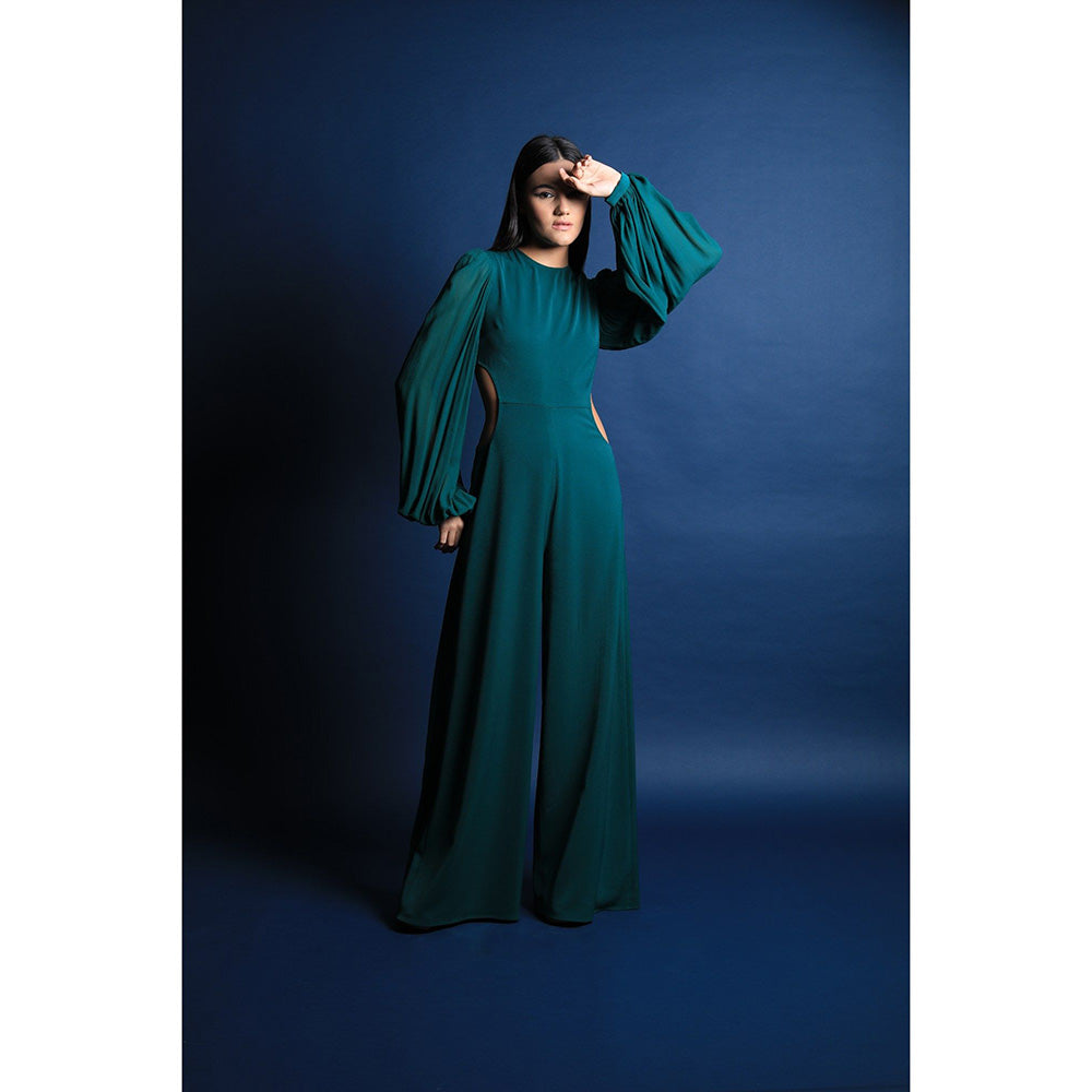 Swatee Singh Pouf Sleeves Jumpsuit With Cut Outs