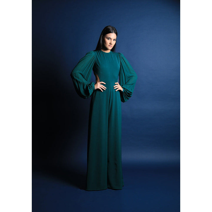 Swatee Singh Pouf Sleeves Jumpsuit With Cut Outs