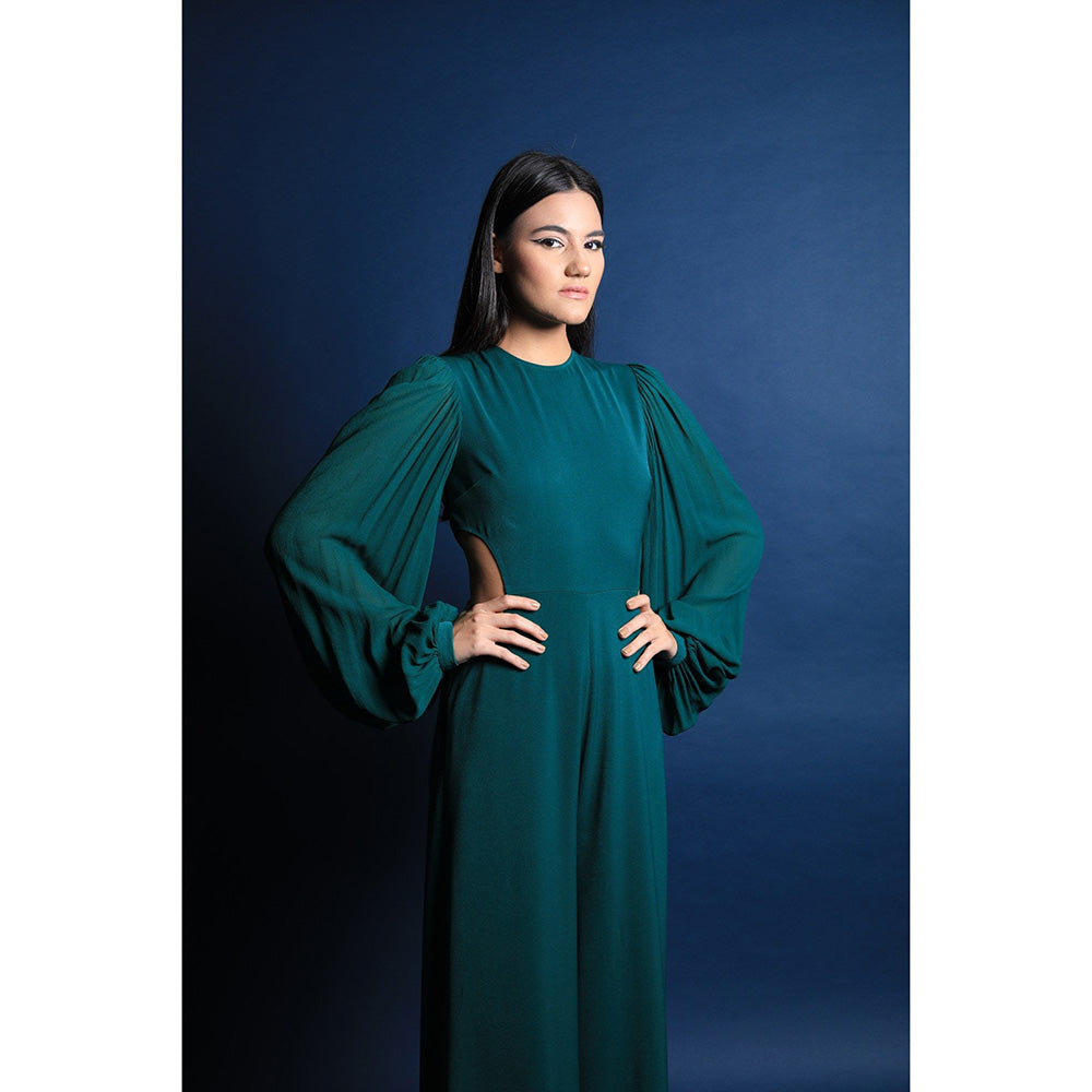 Swatee Singh Pouf Sleeves Jumpsuit With Cut Outs