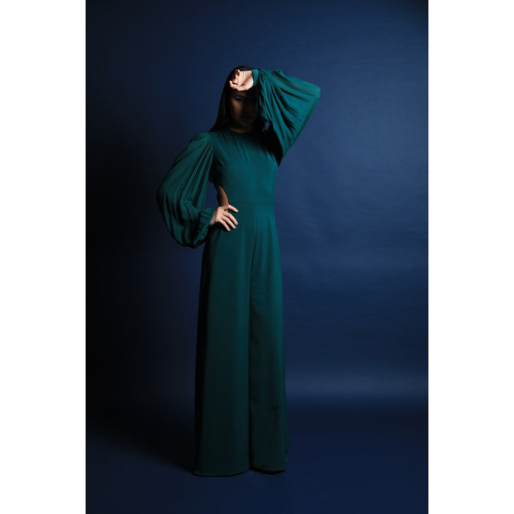 Swatee Singh Pouf Sleeves Jumpsuit With Cut Outs