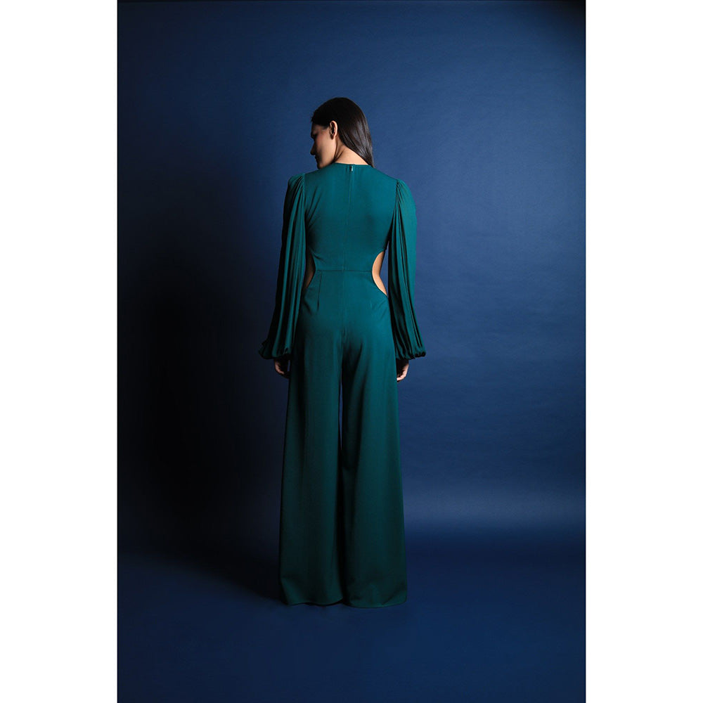 Swatee Singh Pouf Sleeves Jumpsuit With Cut Outs