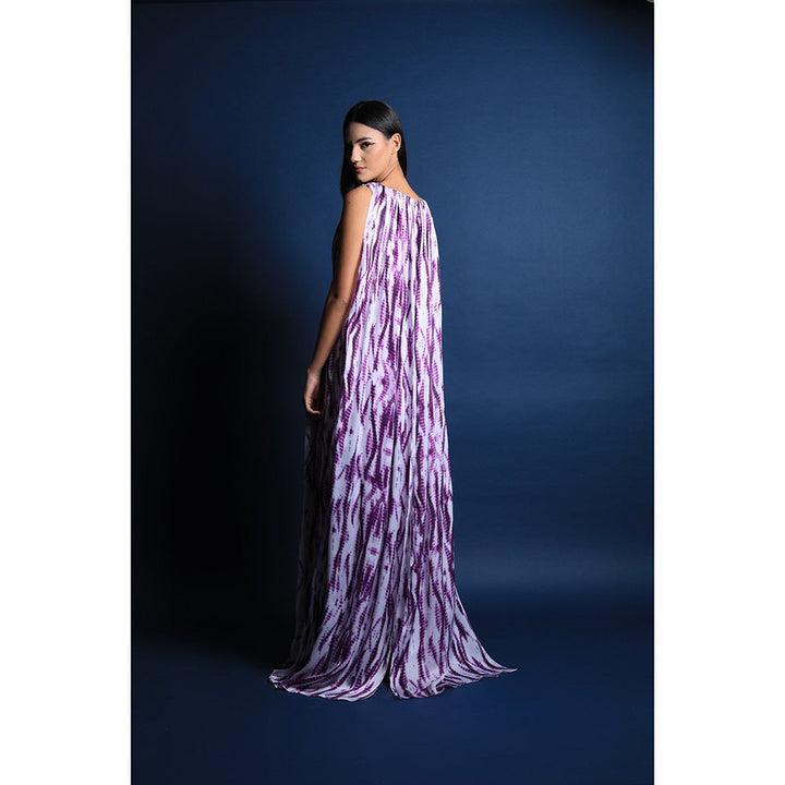 Swatee Singh V Overlapping Neck Gown With Drapes and Cut Outs