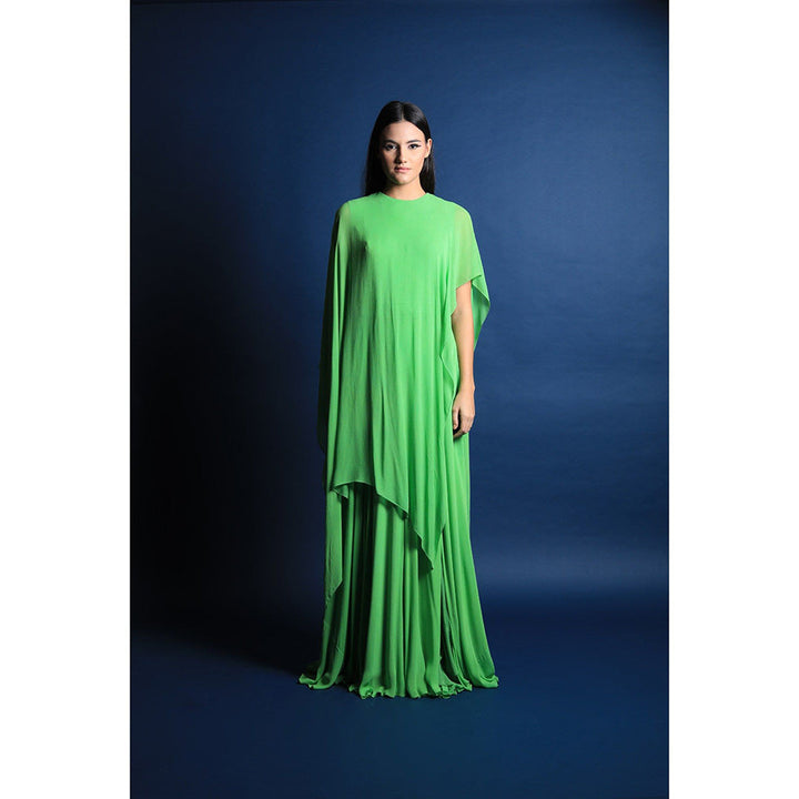 Swatee Singh Asymmetric Cape Gown With Slit