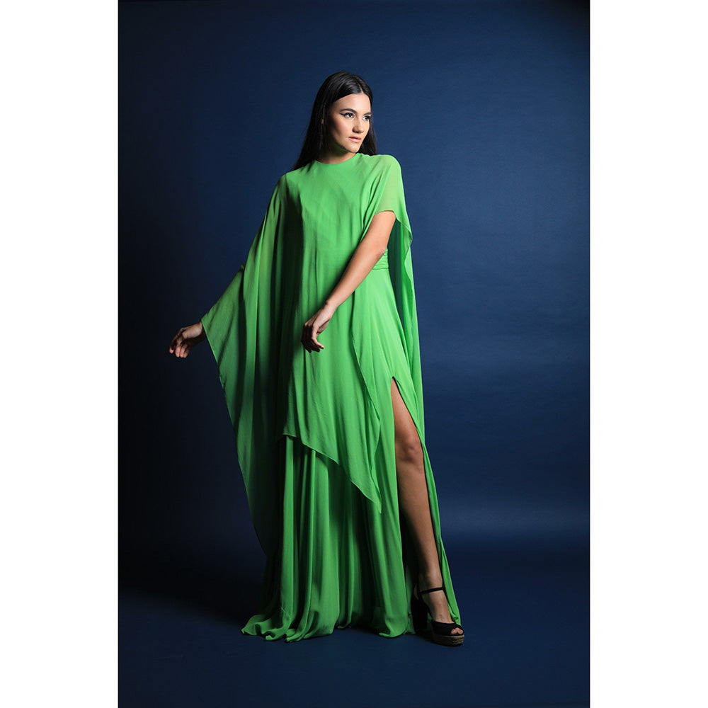 Swatee Singh Asymmetric Cape Gown With Slit