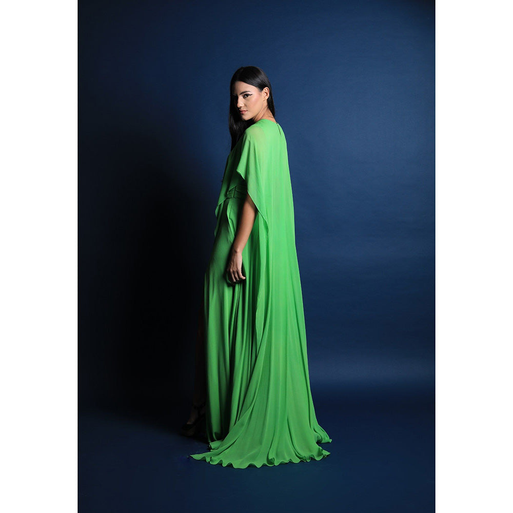 Swatee Singh Asymmetric Cape Gown With Slit