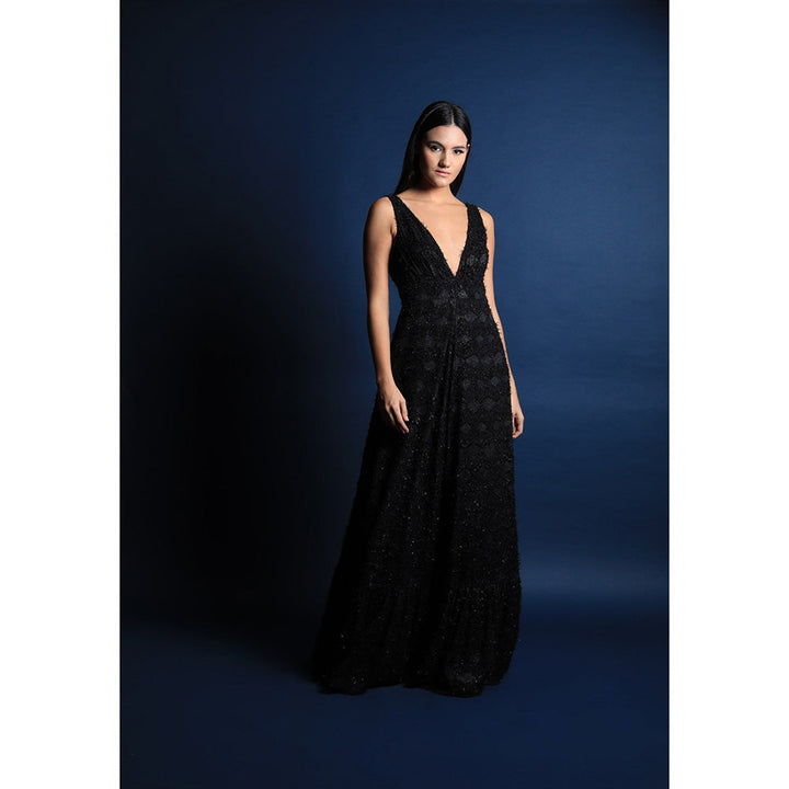 Swatee Singh Plunging Neckline Cocktail Gown