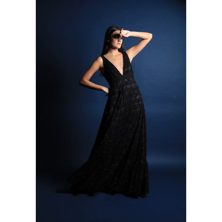 Swatee Singh Plunging Neckline Cocktail Gown