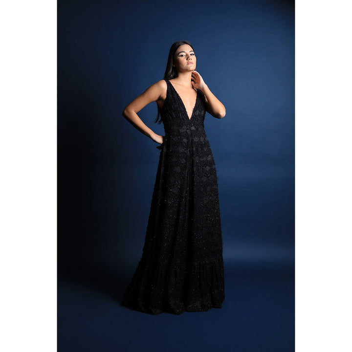 Swatee Singh Plunging Neckline Cocktail Gown