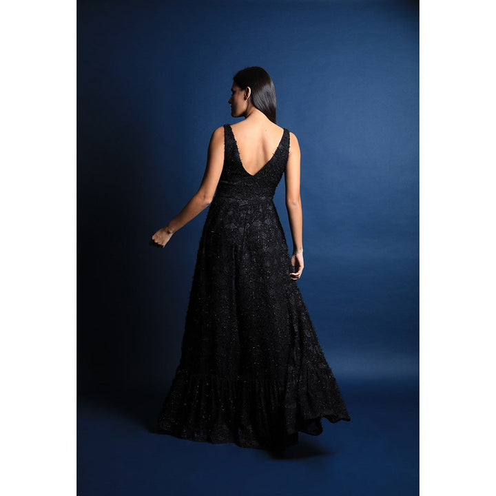 Swatee Singh Plunging Neckline Cocktail Gown