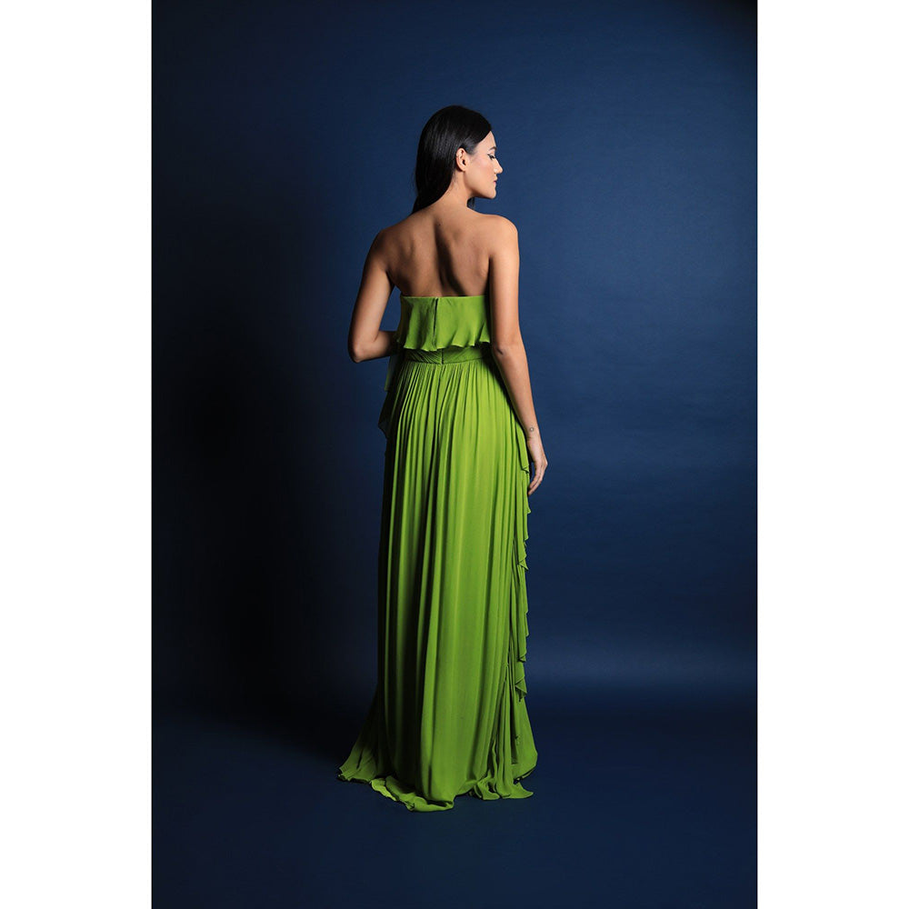 Swatee Singh Off Shoulder Gown With Frill Detail