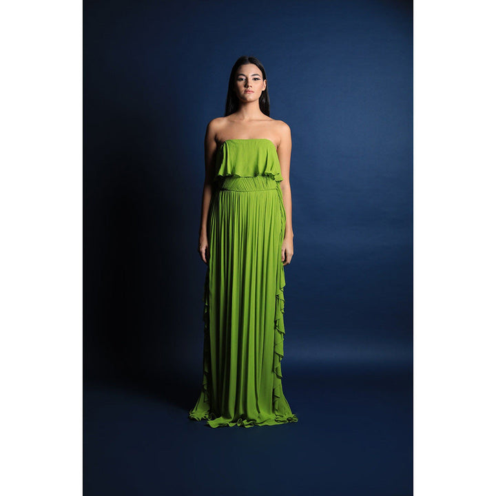 Swatee Singh Off Shoulder Gown With Frill Detail