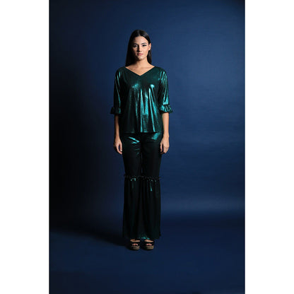 Swatee Singh Fit and Flared Pants With V Neck Top (Set of 2)