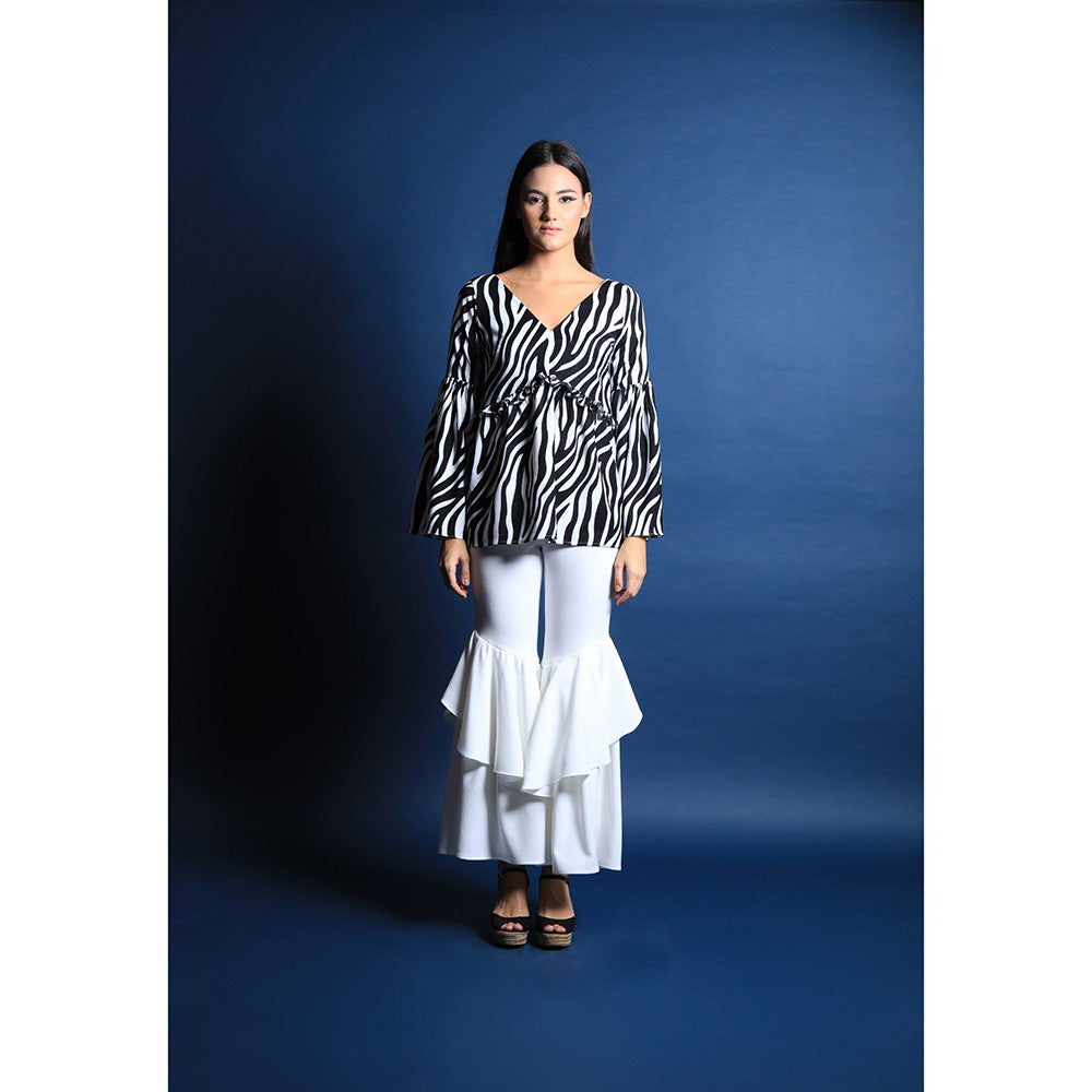 Swatee Singh V Neck Fit and Flared Top