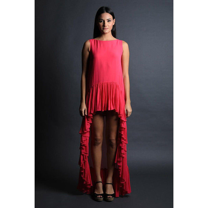 Swatee Singh Ruffle Detail Asymmetric Dress