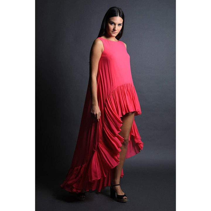 Swatee Singh Ruffle Detail Asymmetric Dress