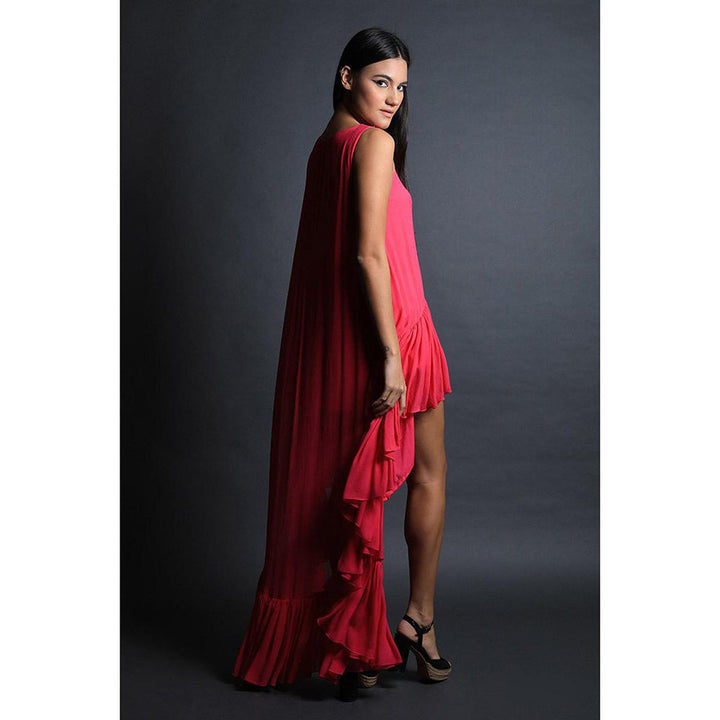 Swatee Singh Ruffle Detail Asymmetric Dress