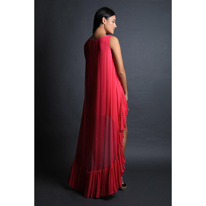 Swatee Singh Ruffle Detail Asymmetric Dress