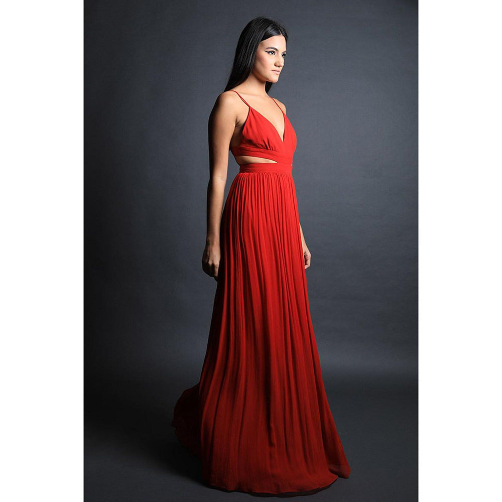 Swatee Singh Strappy Backless Maxi With Cut Outs