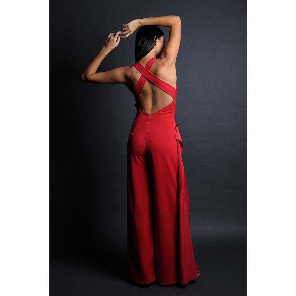 Swatee Singh Racer Neck Criss Cross Back Jumpsuit