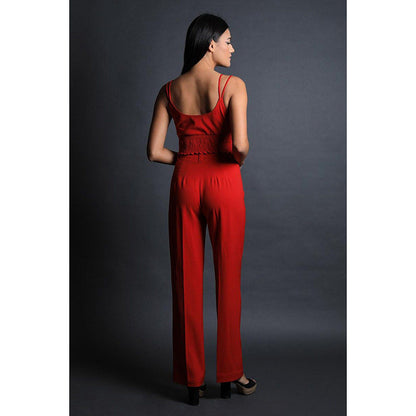 Swatee Singh Soluble Strap Crop Top With Pin Tucks Detail Pants (Set of 2)